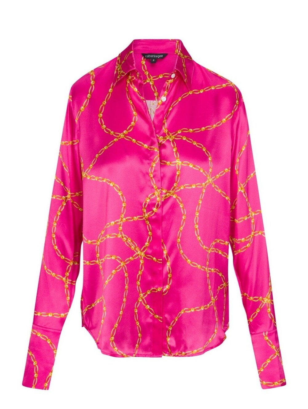 Catherine Gee Sophie blouse Dua Chain hot pink silk women's Size large new NWT